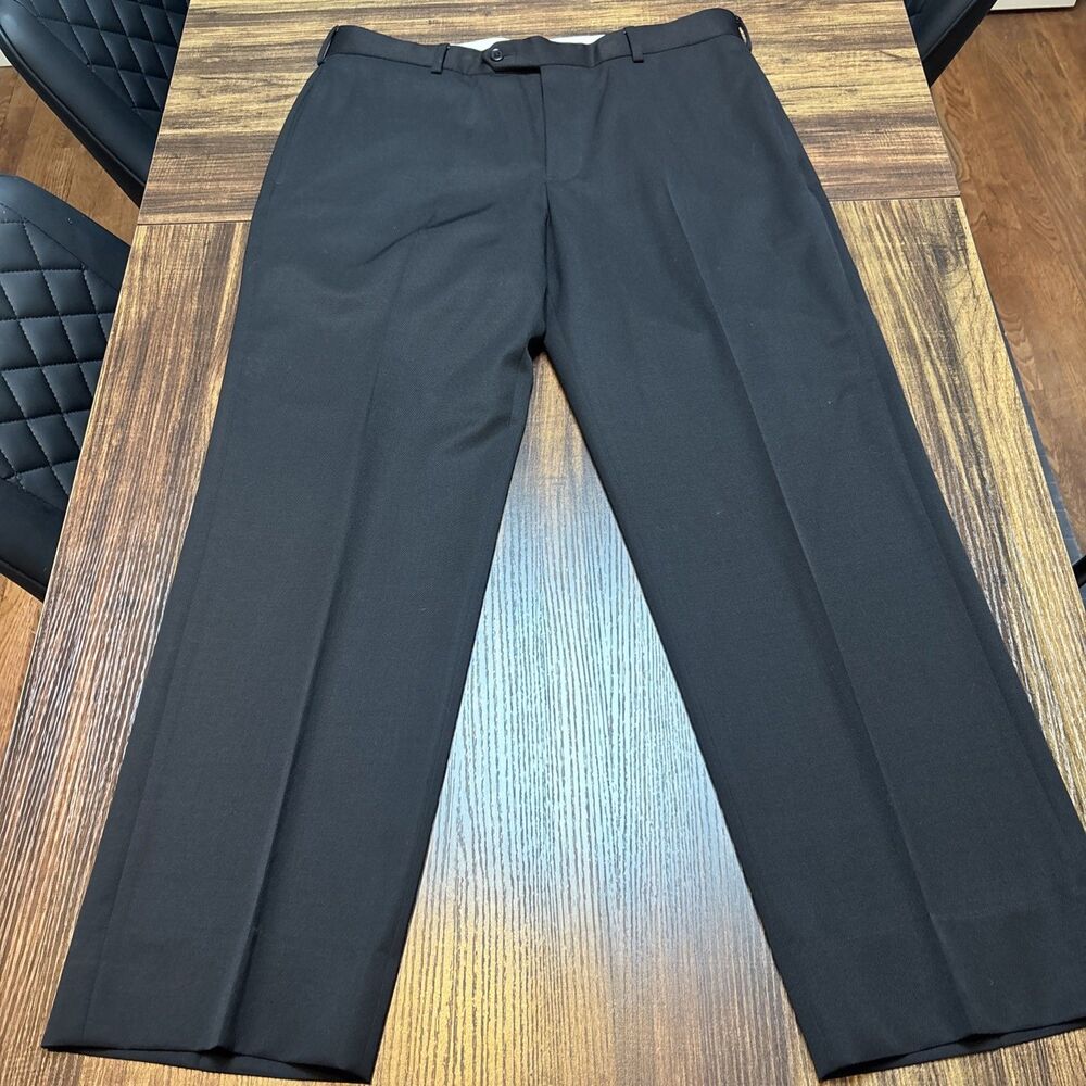 Brooks Brothers Dress Pants Mens 36x29 Black Madison 1818 Flat Front Wool Slacks